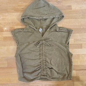 Pilcro Khaki Sleeveless Hoodie